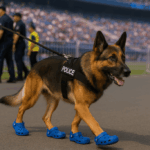 🥵 Forró aszfalt, tappancsvédelem – kutyák papucsban a stadion körül