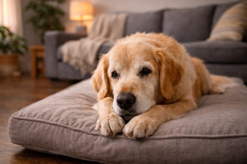 Nem csak az életkor számít: így ismerheted fel, hogy a kutyád már idősebb korba lépett 12 Idos golden retriever pihenes kozben